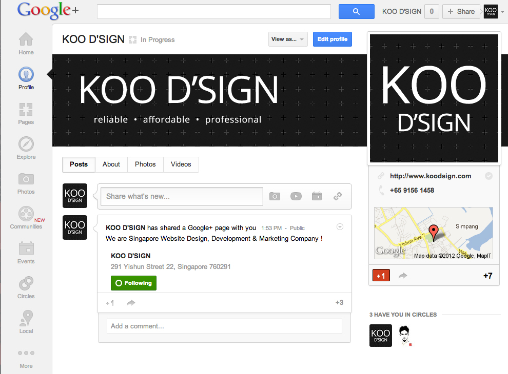 KOO D'SIGN Google+ page