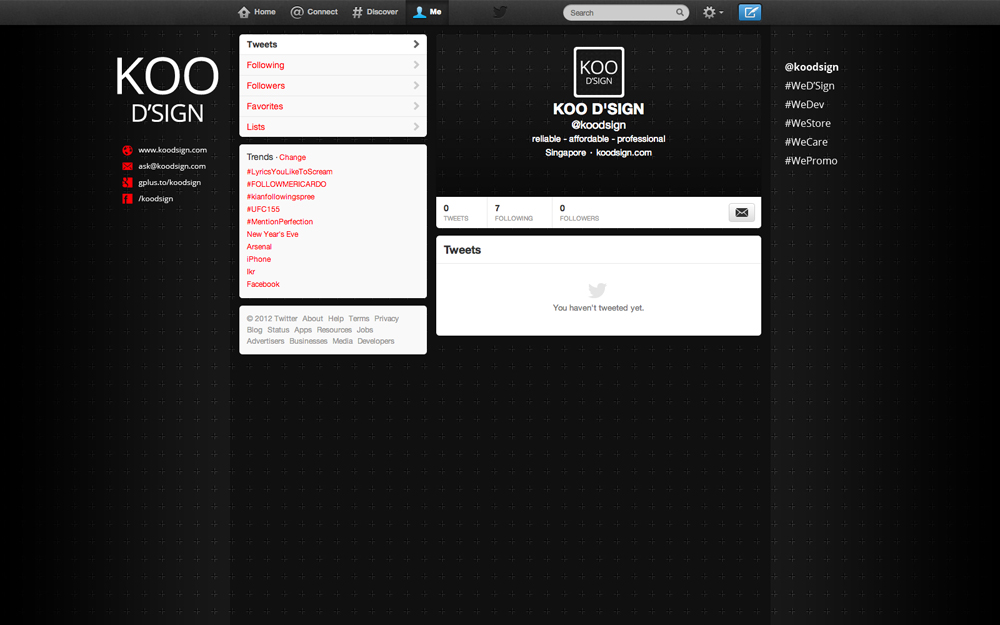 KOO D'SIGN twitter profile page