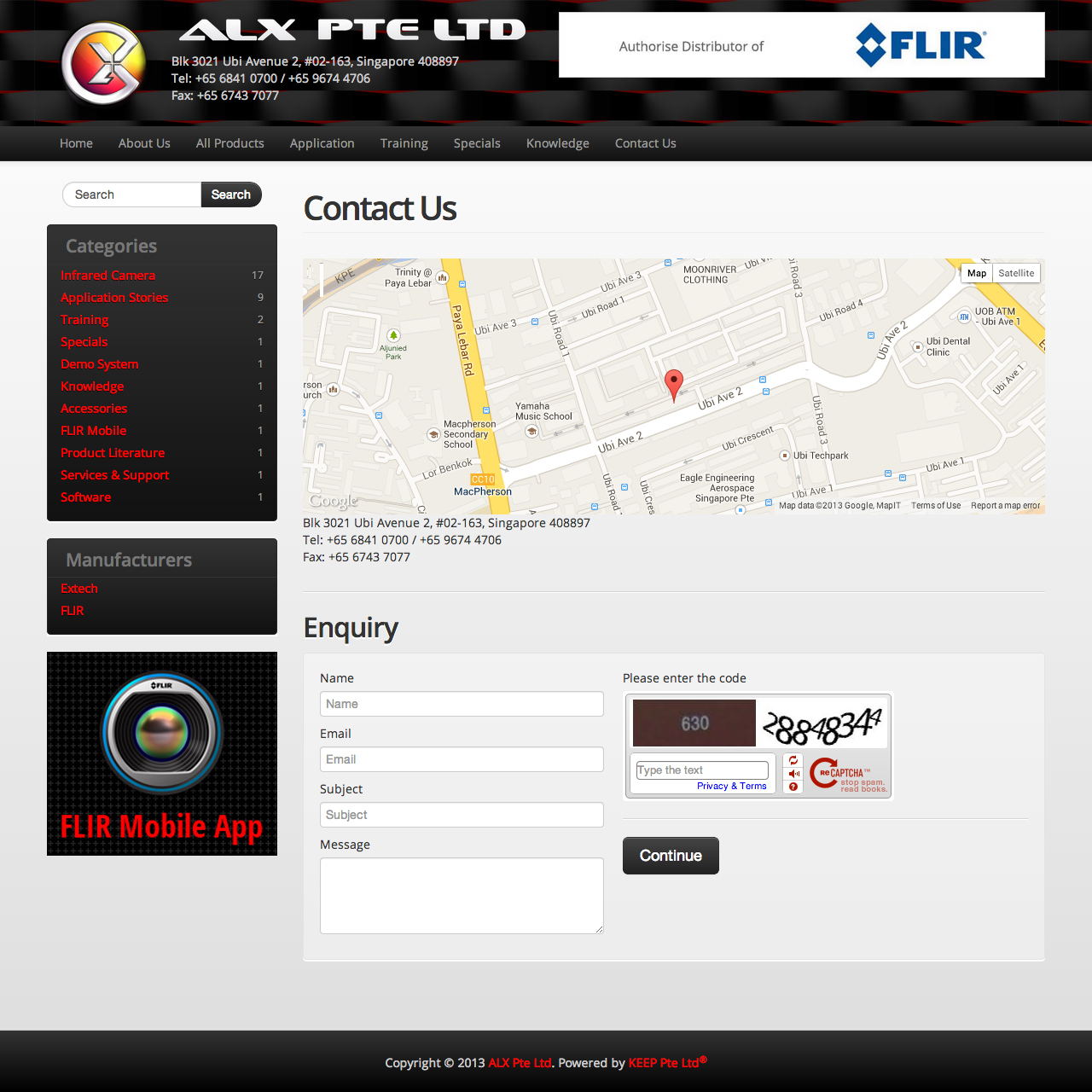 ALX Pte Ltd website contact us page