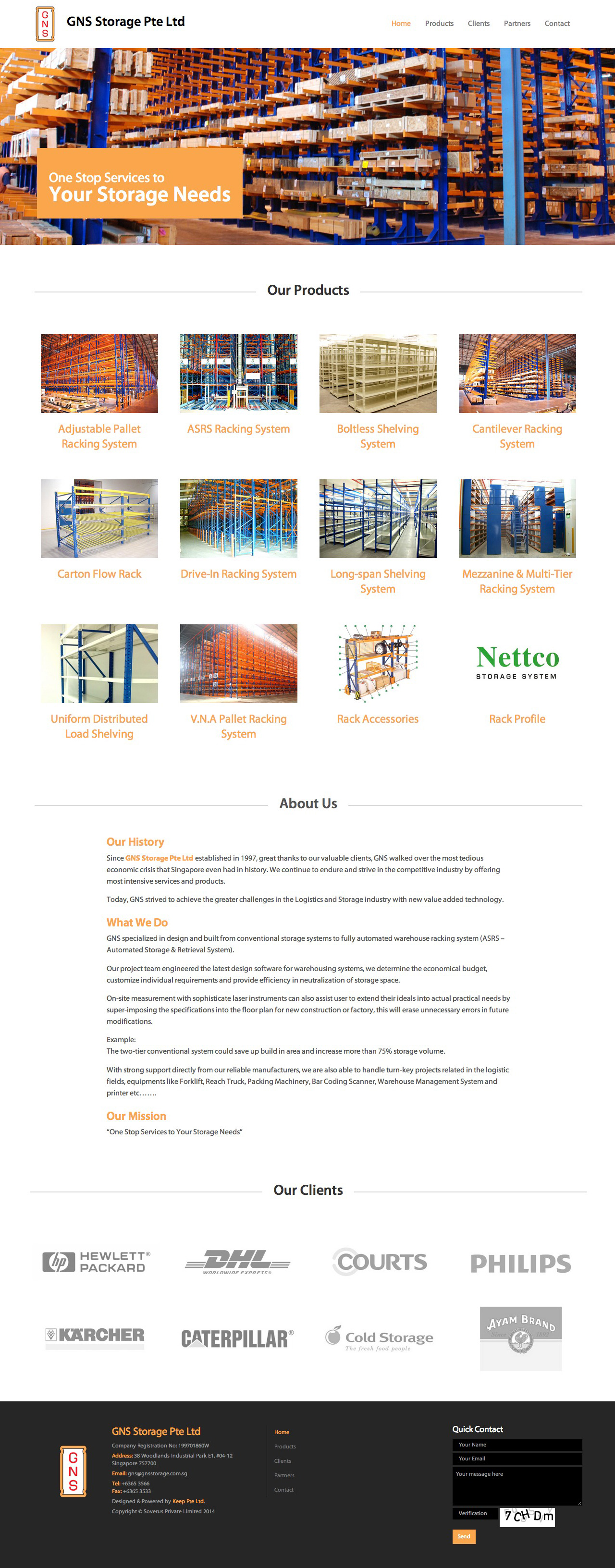 GNS Storage Pte Ltd website home page