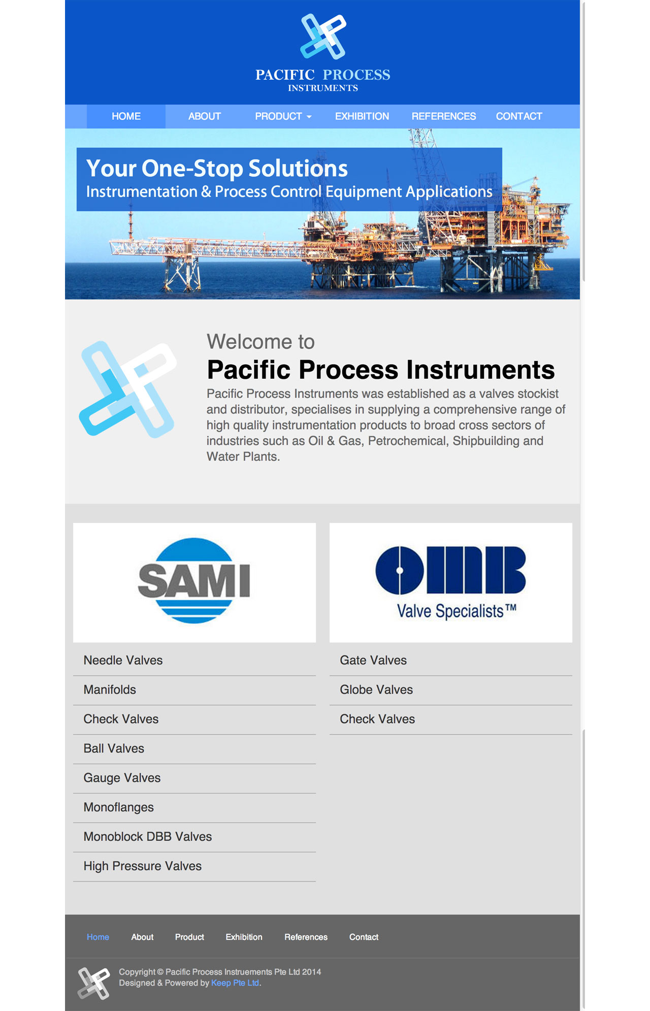 Pacific Process Instruments Pte. Ltd. website homepage on tablet